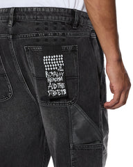 Mens Operator Pant Torqued Black Relaxed Denim Jeans