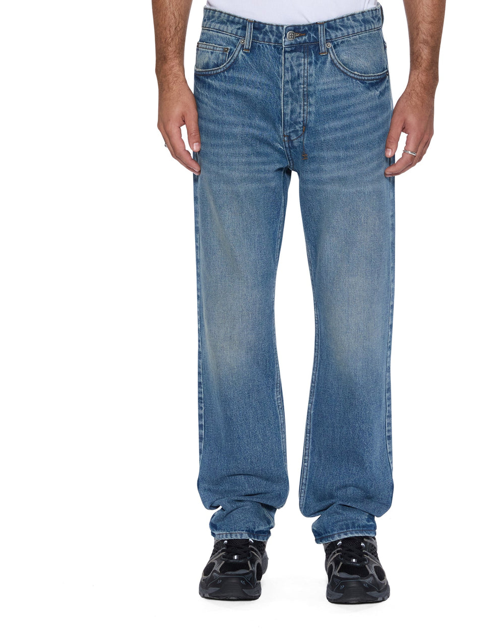 Mens Hazlow Roadhouse Repair Straight Denim Jeans
