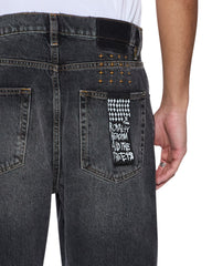 Mens Anti K Villain Grey Relaxed Denim Jeans