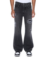 Mens Bronko Roadhouse Black Patched Bootcut Denim Jeans