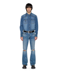 Mens Whiplash Ls Shirt Texas Blue Studded Shirts