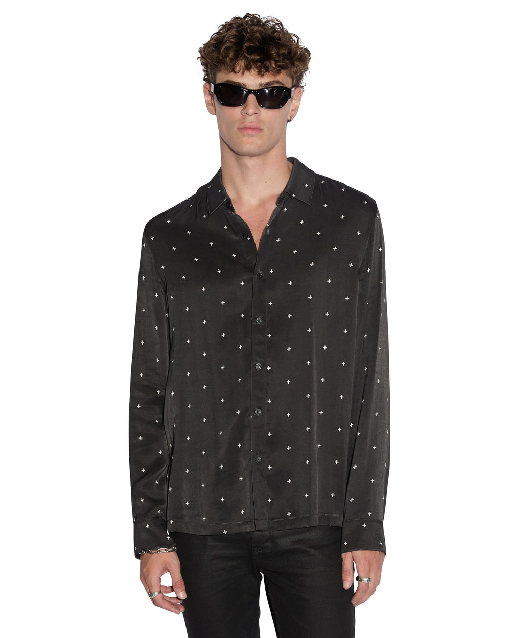 Polka Plus Long Sleeve Shirt - Black