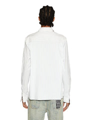 Skript Long Sleeve Cotton Shirt - White and Blue Pinstripe