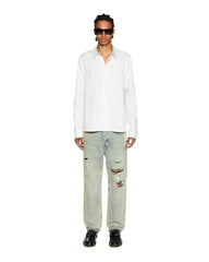 Skript Long Sleeve Cotton Shirt - White and Blue Pinstripe