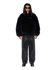 Mens Hussle Faux Fur Jacket Black Jackets