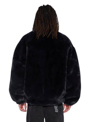 Mens Hussle Faux Fur Jacket Black Jackets
