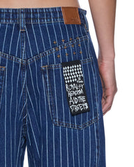 Womens Ksuper Mayfair Blue Spliced Baggy Denim Jeans