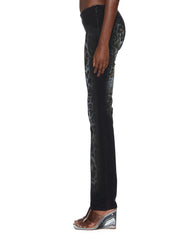 Womens Mowalola Jean Black Cheetah Slim Denim Jeans