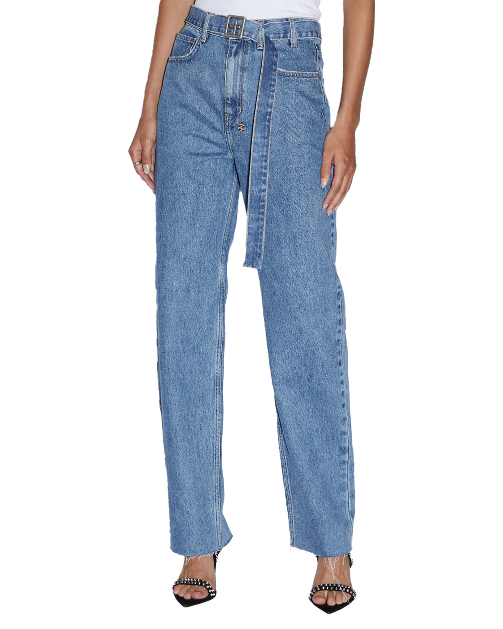 Playback High Waisted Jeans Belted Heritage - Blue Denim