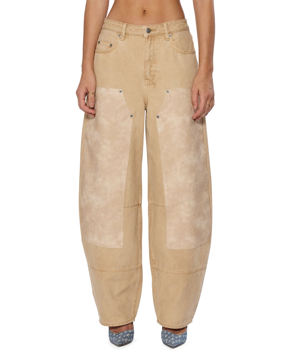 Womens Barrel Jean Carpenter Oat Barrel Leg Denim Jeans