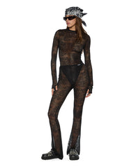 Womens Adele Ls Bodysuit Black Lace Fashion Tops