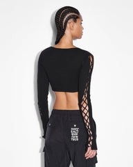 Buy Fantasy Top Black Lace Up Cropped Top KSUBI