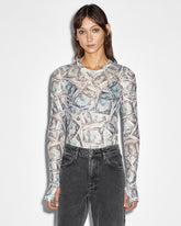 Paper Long Sleeve Mesh T-shirt - Print