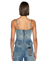 Athena Bustier Top - Medium Wash Denim