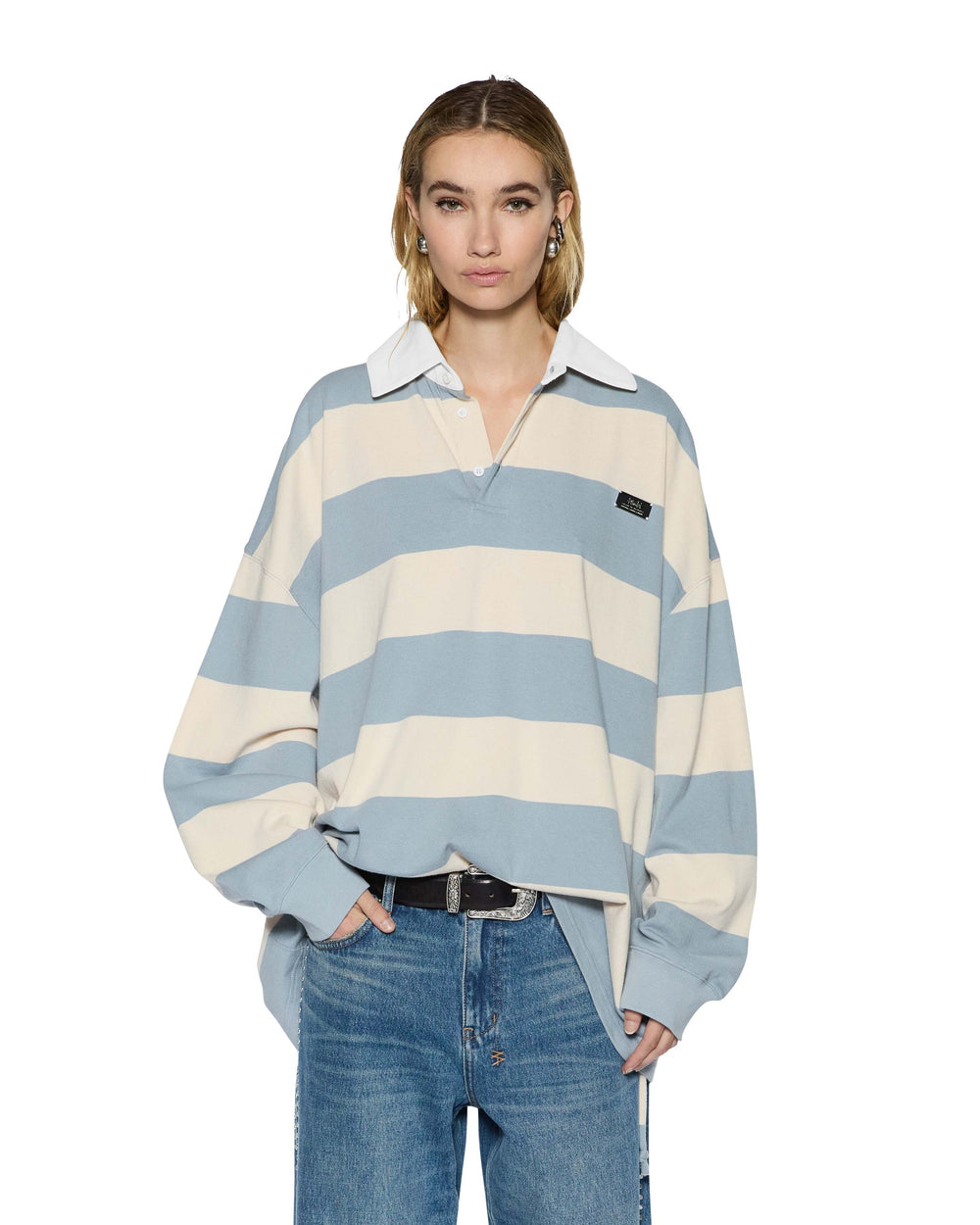 Womens Rugged Rugby Jersey Blue Steel Bone Tees