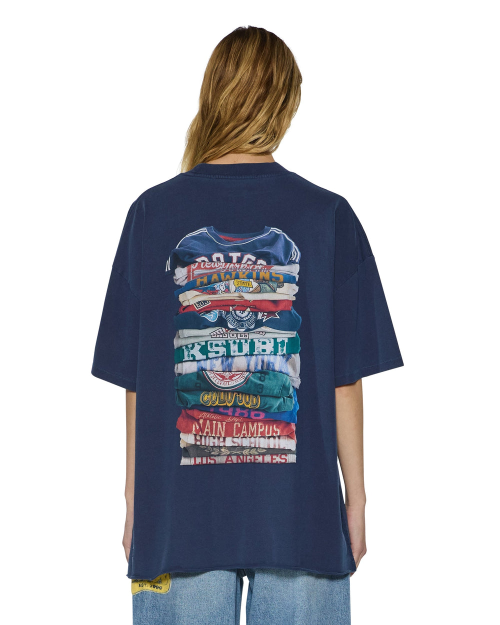 Womens Stacks Boyfriend Ss Tee Ink Blue Tees