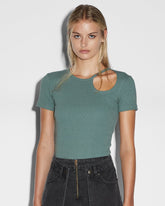 Arise Cut Out Short Sleeve T-shirt - Lagoon Green