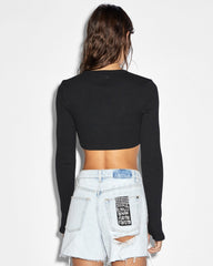 Syndicate Crop Long Sleeve T-shirt - Black