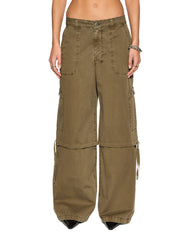 Baggy Cargo Detachable Straight Leg Pant - Khaki