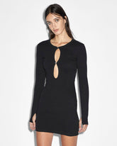 Arise Long Sleeve Keyhole Fitted Dress - Black