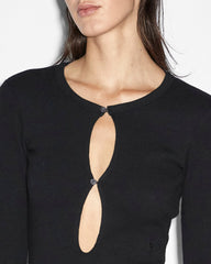 Arise Long Sleeve Keyhole Fitted Dress - Black