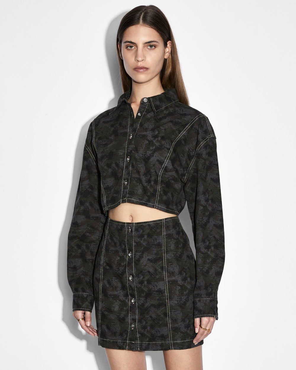 Buy Cutout Shirt Dress Camo Cotton Mini Dress KSUBI