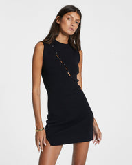 Womens Hex Keyhole Knit Dress Black Dresses