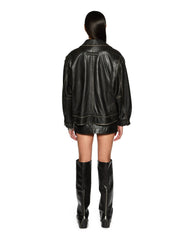Creed Oversized Leather Jacket - Aged Black