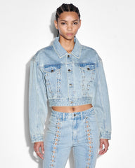Buy Billie Jacket Dove Laced Denim Trucker Jacket KSUBI