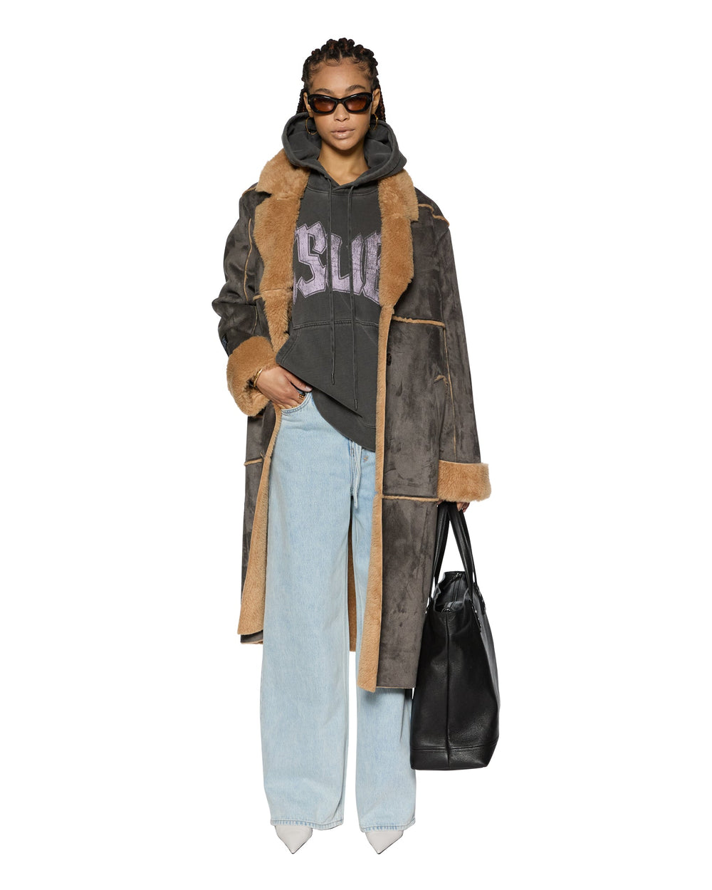 Hustler Steel & Tan Oversized Wool Coat