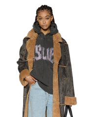 Hustler Steel & Tan Oversized Wool Coat