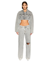 Supercrop Trucker Dime Krystal Oversized Jacket - Stone Wash