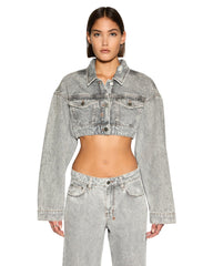 Supercrop Trucker Dime Krystal Oversized Jacket - Stone Wash