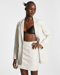 Vivian Leather Blazer Off White