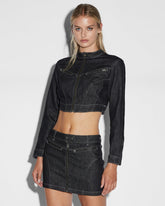 Paradigm Crop Denim Jacket - Midnight Black