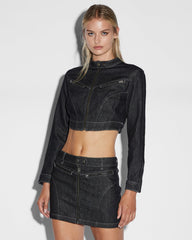 Paradigm Crop Denim Jacket - Midnight Black