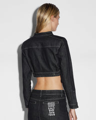 Paradigm Crop Denim Jacket - Midnight Black