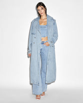 Kult Full Length Denim Trench - Light Blue Wash