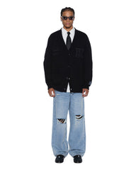 Mens Salud Cardigan Jet Black Knitwear