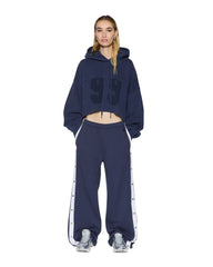 Womens Oh G Hoodie Cropped Ink Blue Fleece