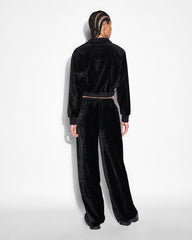 Buy Richie Half Zip Crop Black Velour Cropped Top KSUBI