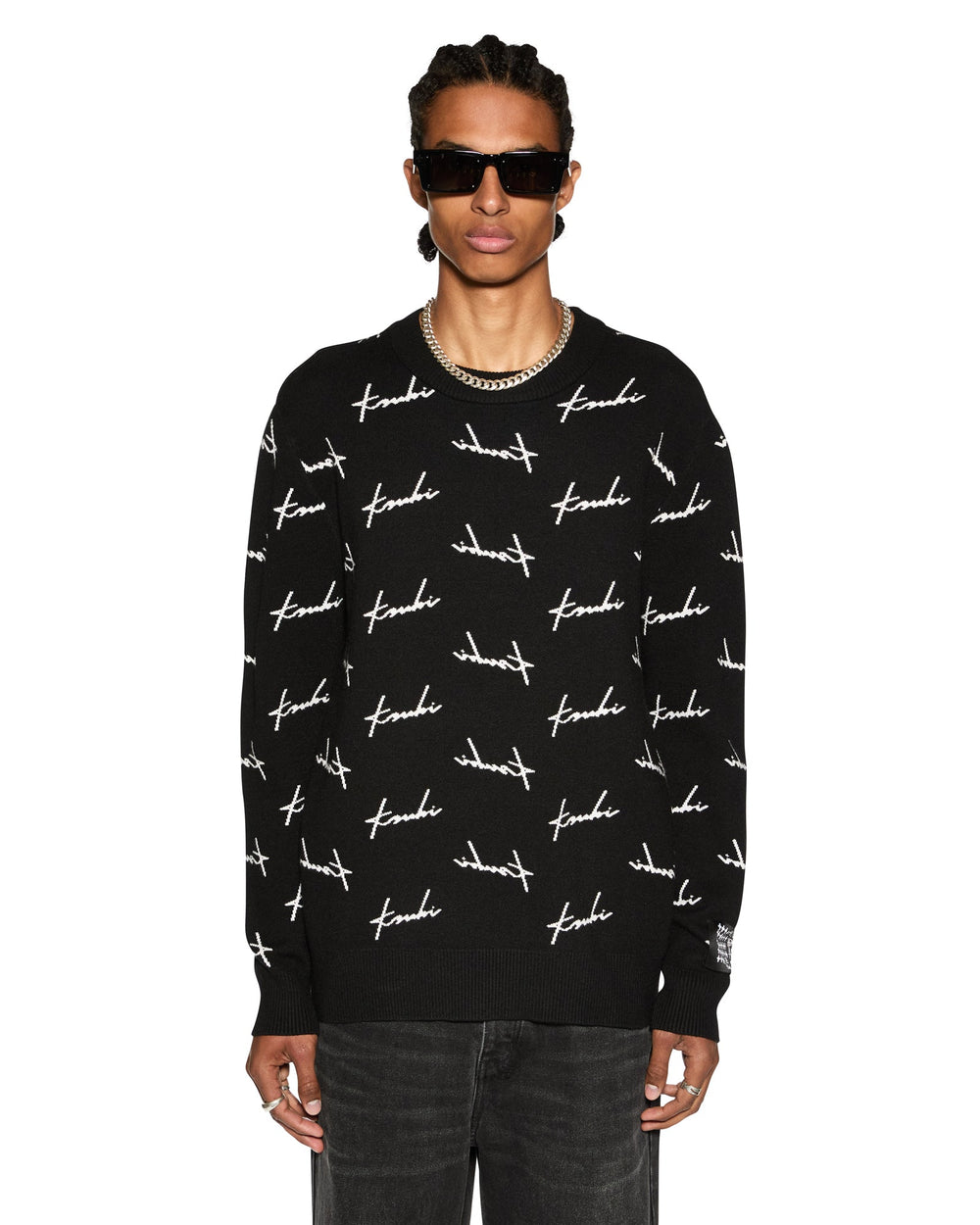 Skript Knit Crew Neck Sweater - Black