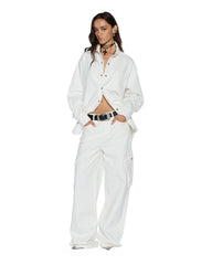 Womens Oversized Ls Shirt Ecru Shirts