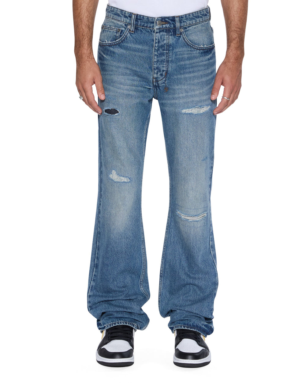 Mens Bronko Roadhouse Repair Bootcut Denim Jeans