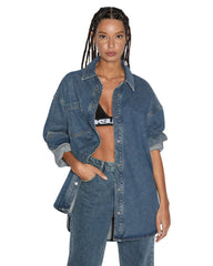 Oversized Long Sleeve Shirt Subway - Mid Blue Denim