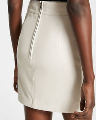 Vivian Leather Skirt Off White