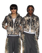 Womens Mowalola Zip Hoodie Cheetah Fleece