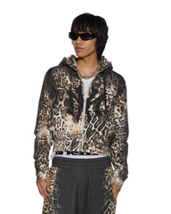 Womens Mowalola Zip Hoodie Cheetah Fleece