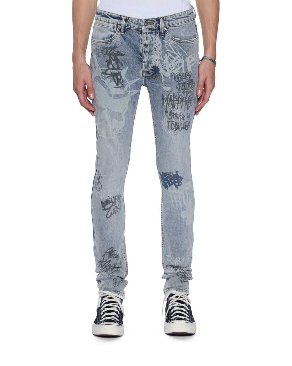 Mens Van Winkle Rogue Blue Graffiti Skinny Denim Jeans