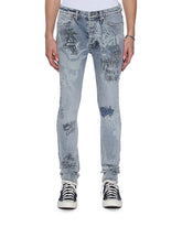 Mens Van Winkle Rogue Blue Graffiti Skinny Denim Jeans
